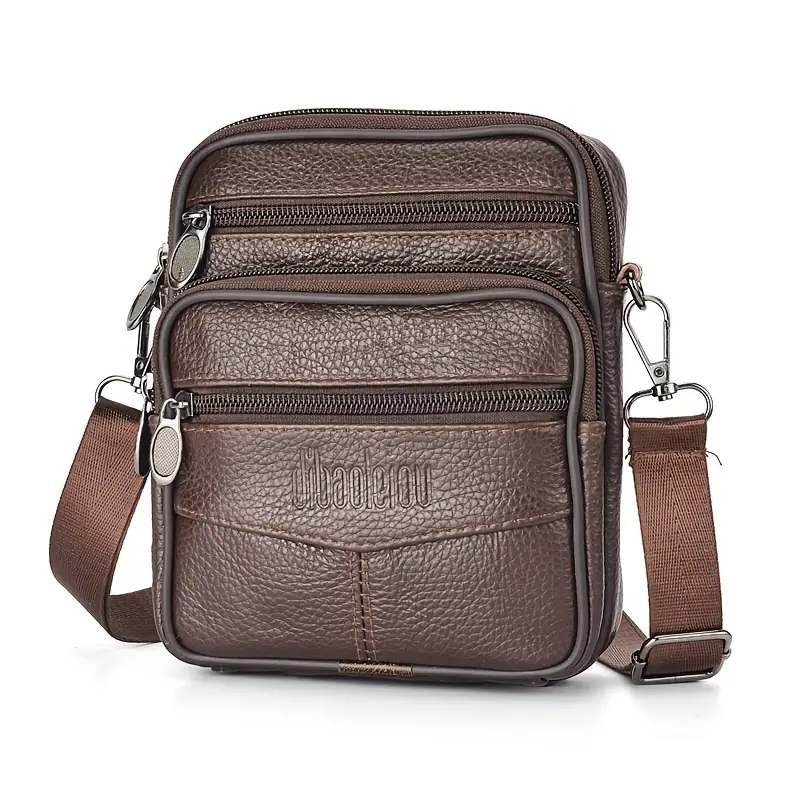 Novo couro genuíno dos homens  - Tablet Shoulder Bag avaliação e preço
