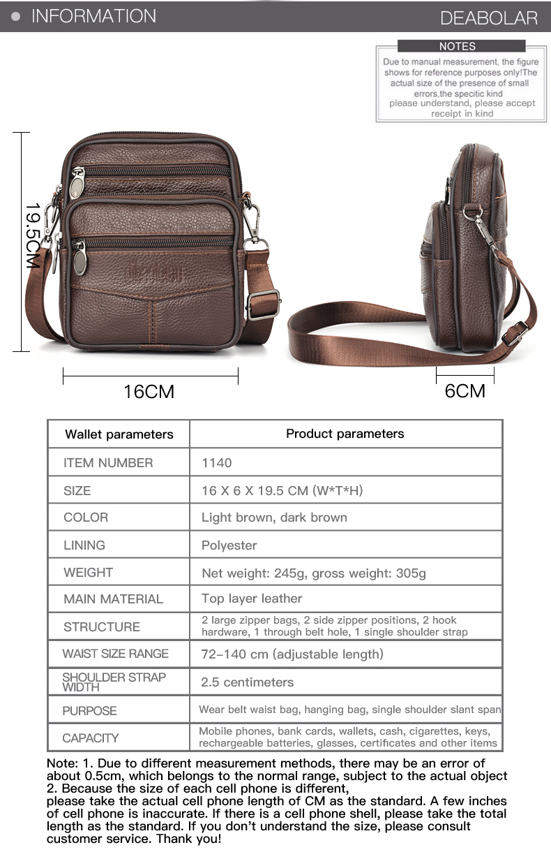 Novo couro genuíno dos homens  - Tablet Shoulder Bag avaliação e preço